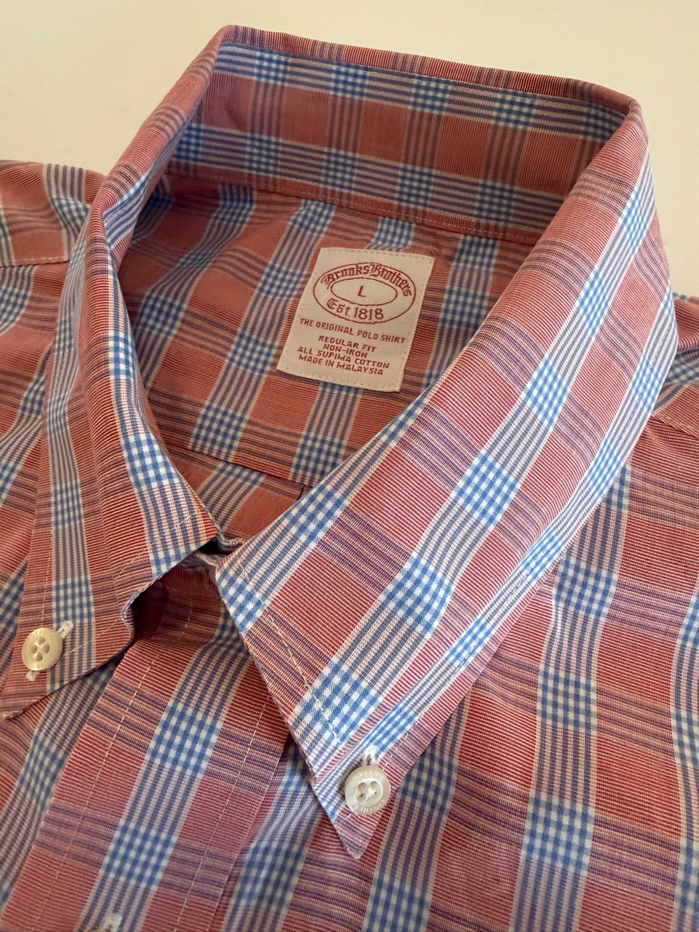 Brooks Brothers 1818 Shirt Supima Red Purple Large